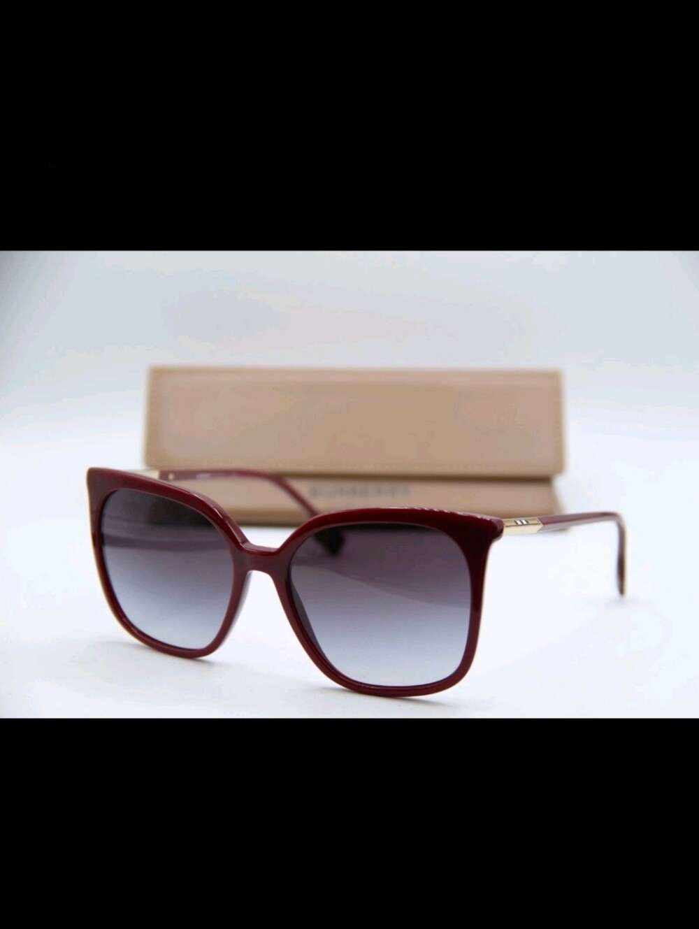Burberry Burgundy Cat-Eye Sunglasses with Gradient Gray Lenses